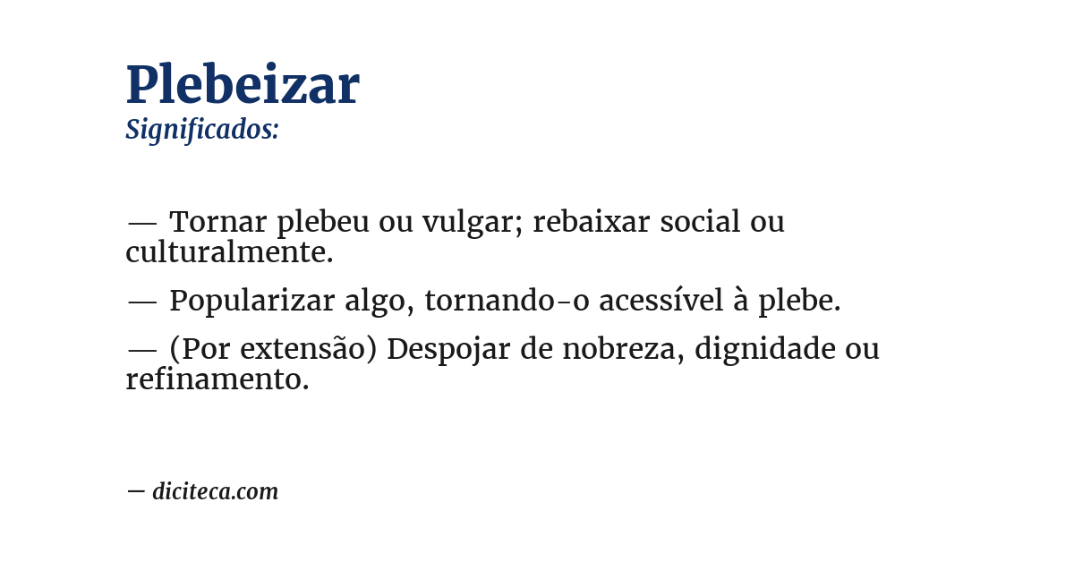 Significado de plebeizar