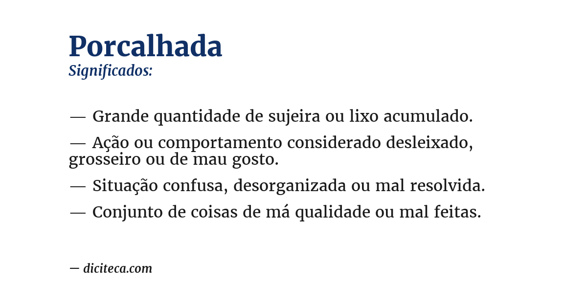 Significado de porcalhada