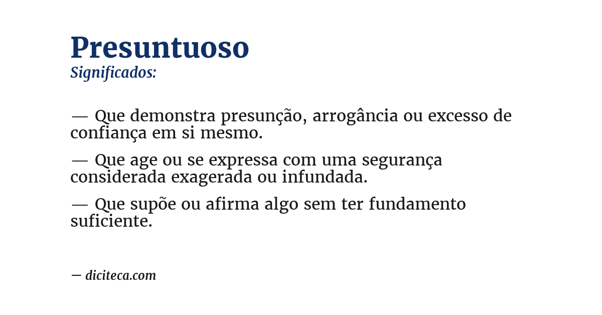 Significado de presuntuoso