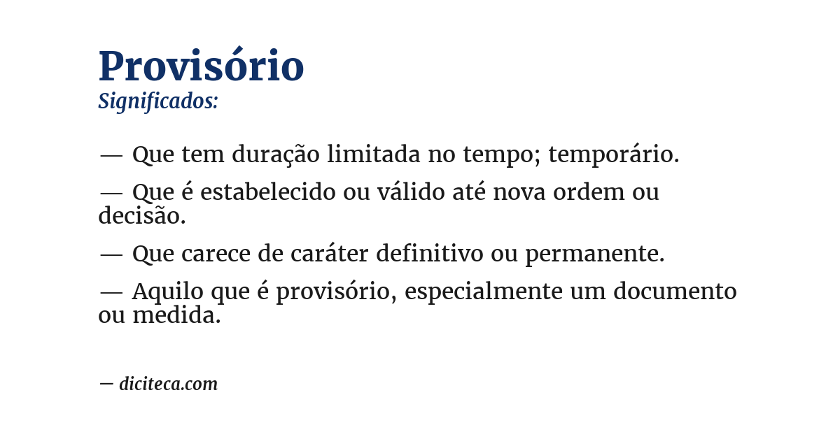 Significado de provisório