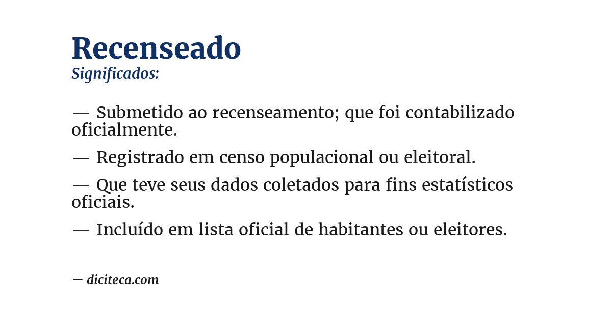 Significado de recenseado