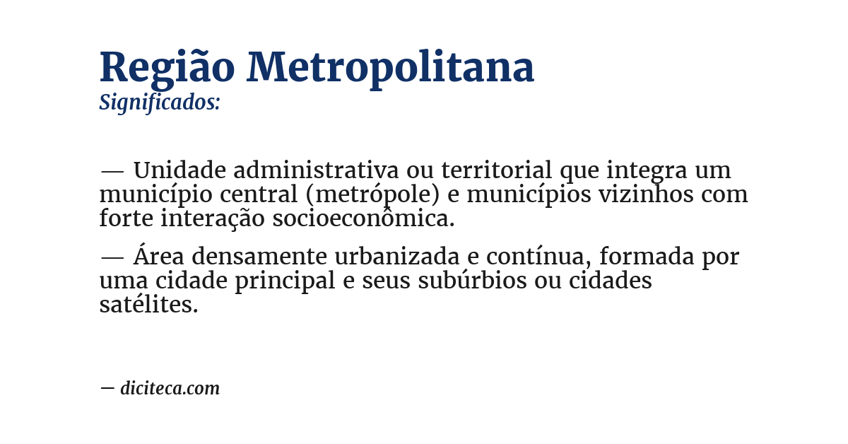 Significado de região metropolitana