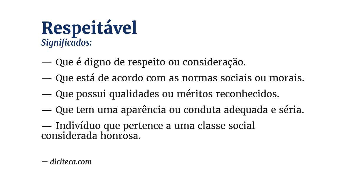 Significado de respeitável