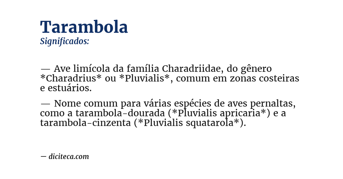 Significado de tarambola