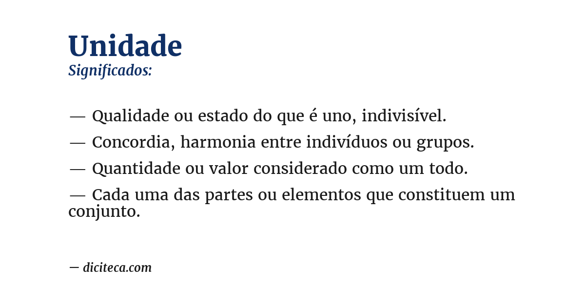Significado de unidade