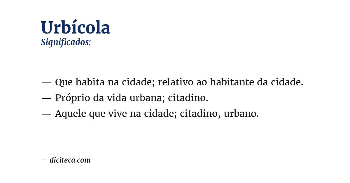 Significado de urbícola