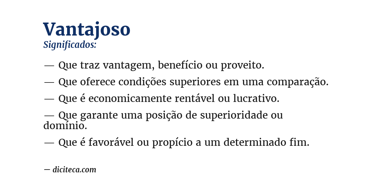 Significado de vantajoso