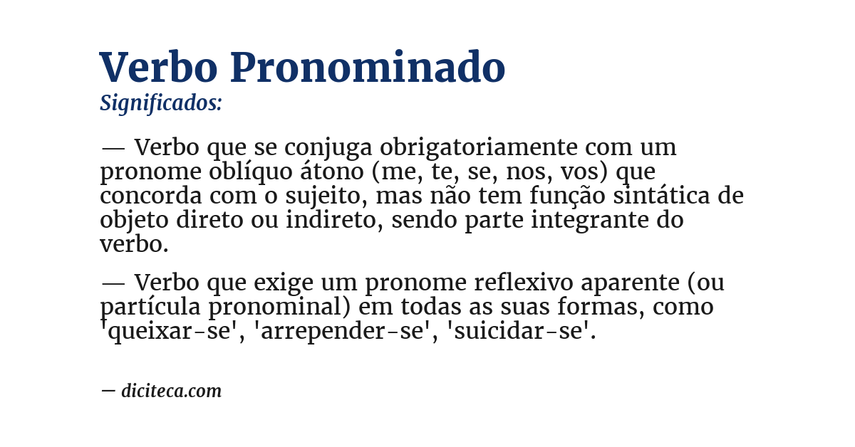 Significado de verbo pronominado