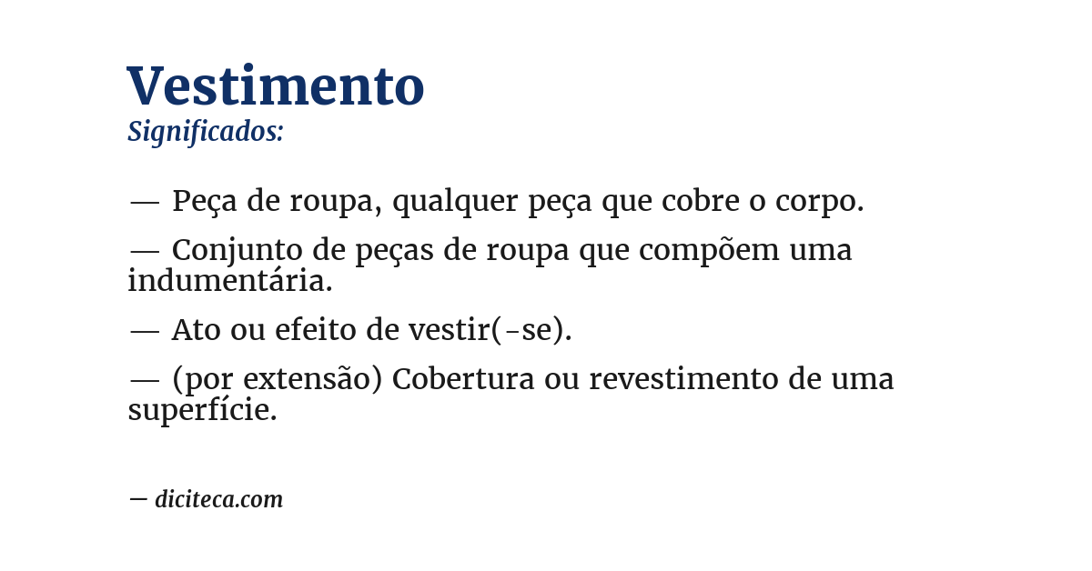 Significado de vestimento