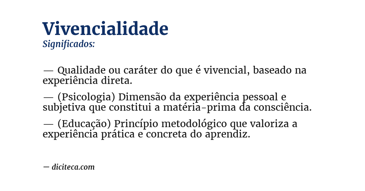 Significado de vivencialidade