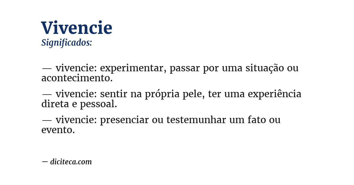 Significado de vivencie
