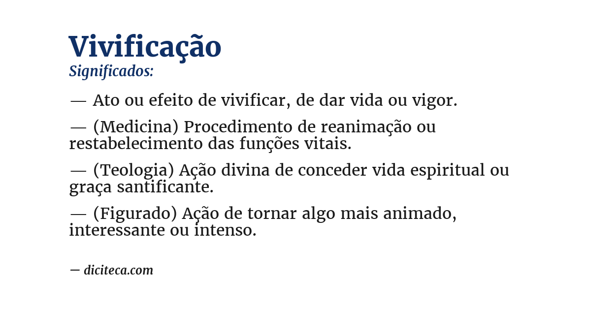 Significado de vivificação