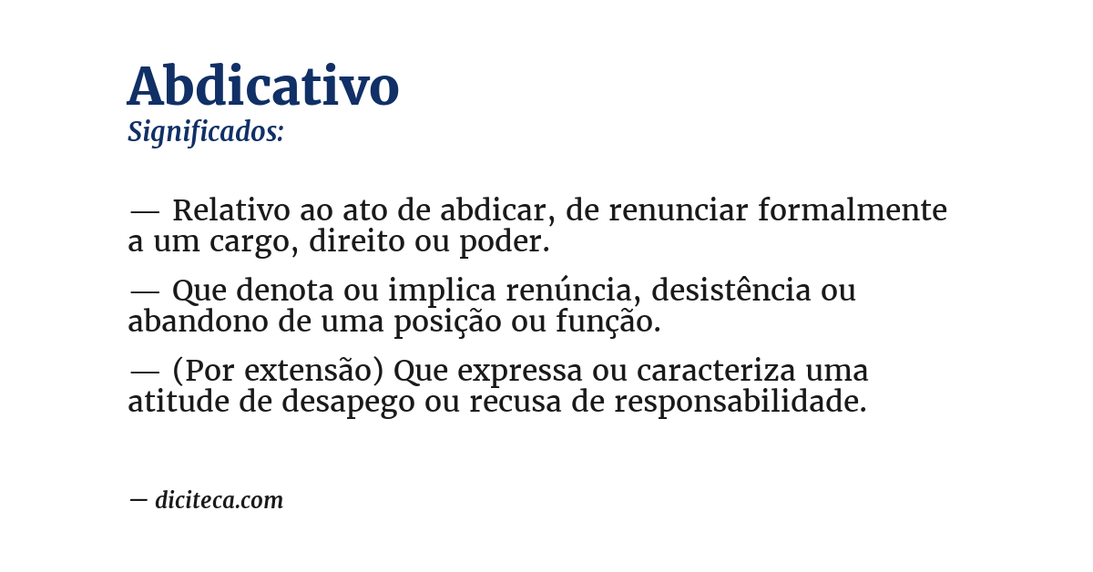 Significado de abdicativo