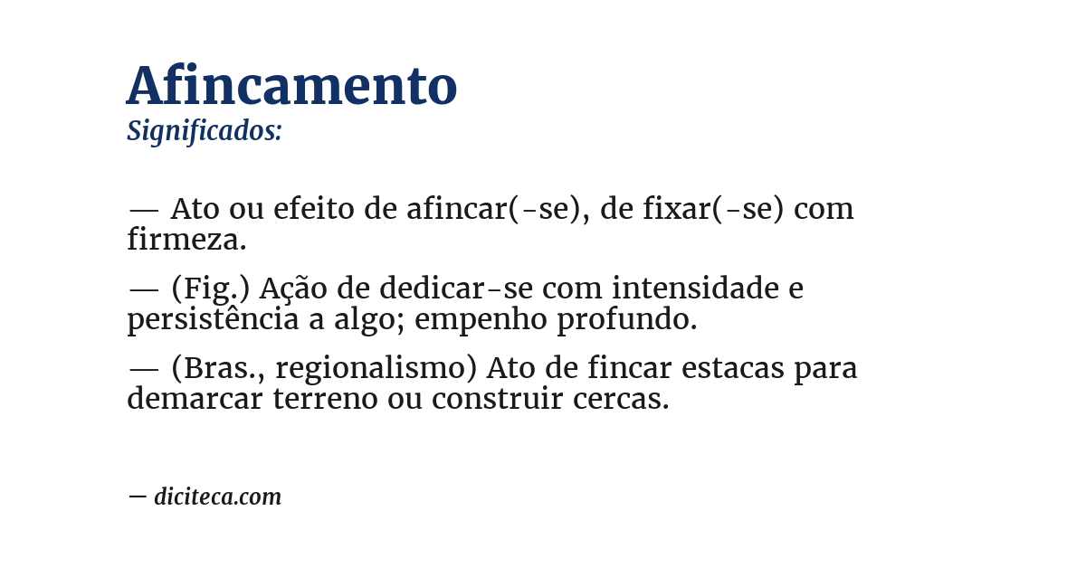 Significado de afincamento