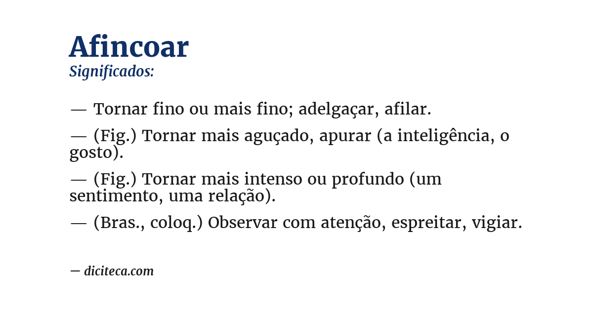 Significado de afincoar