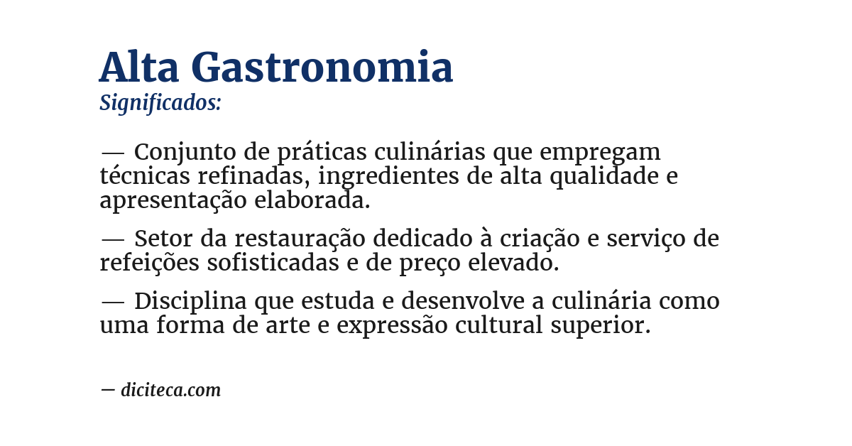 Significado de alta gastronomia