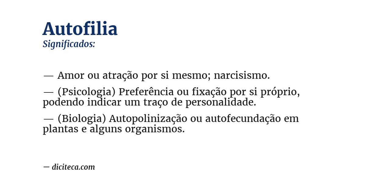 Significado de autofilia