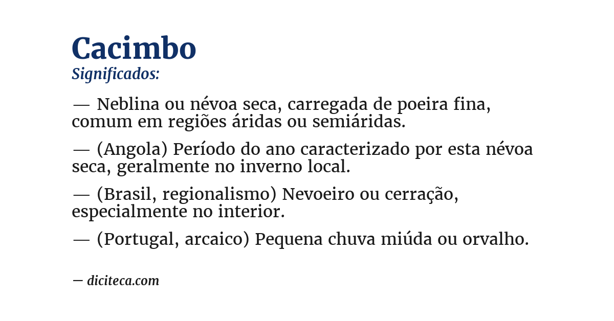 Significado de cacimbo
