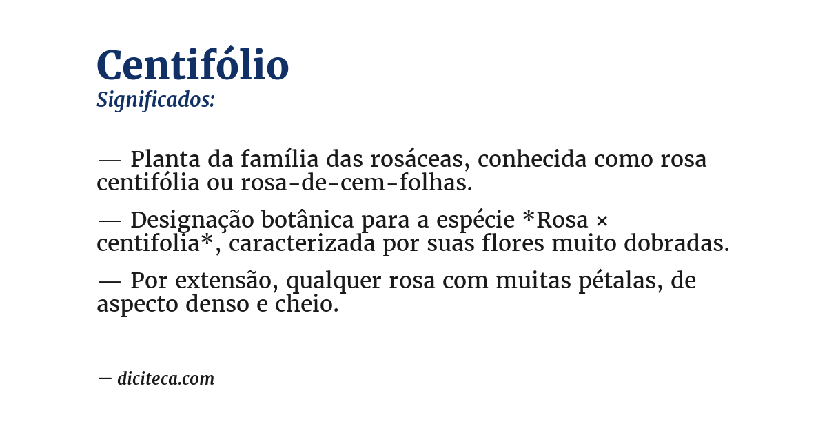Significado de centifólio