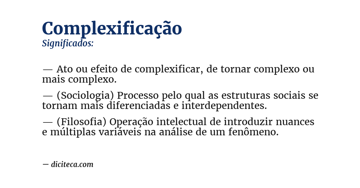 Significado de complexificação