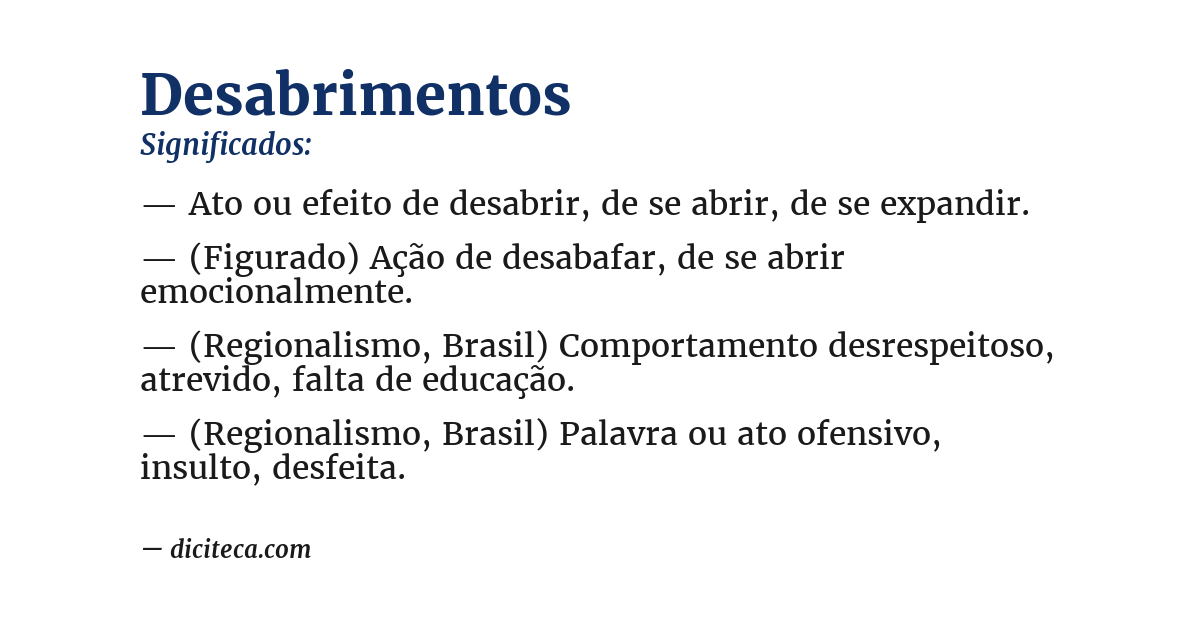 Significado de desabrimentos