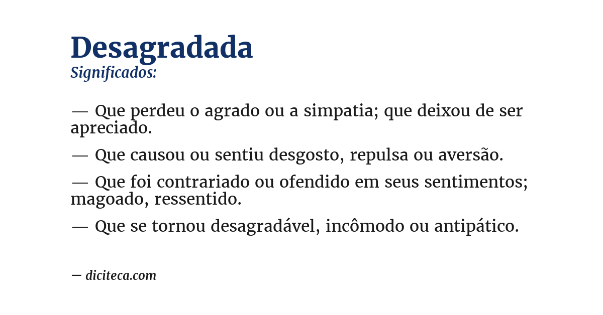 Significado de desagradada