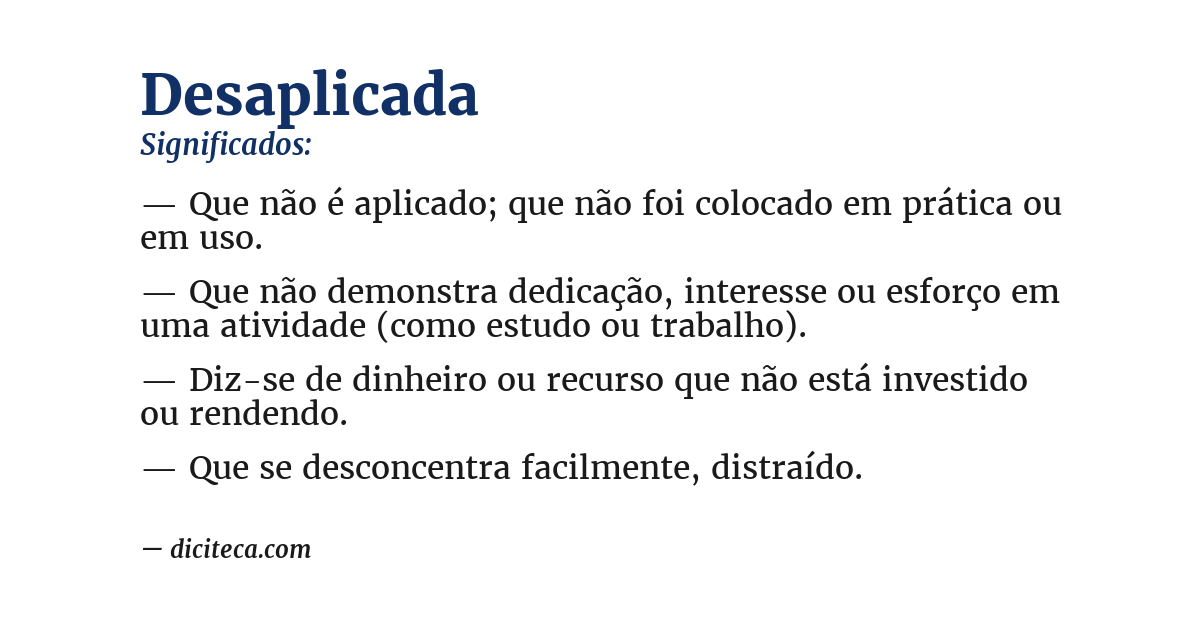 Significado de desaplicada