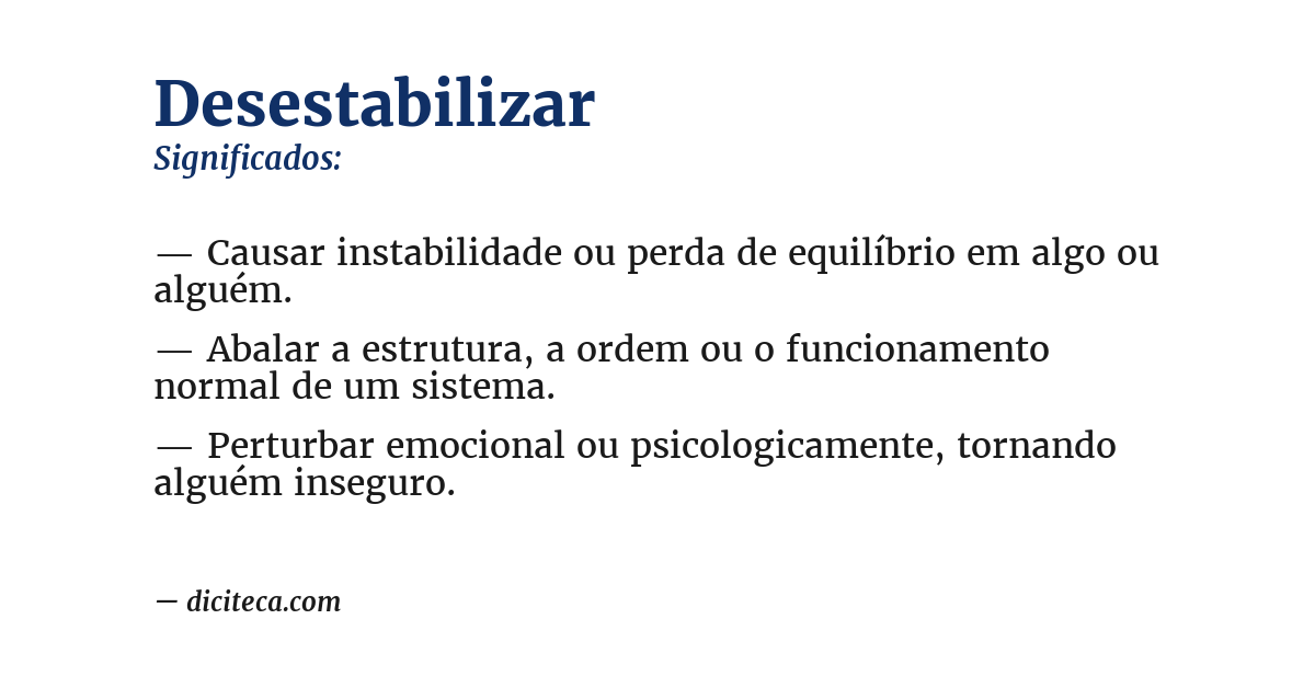 Significado de desestabilizar