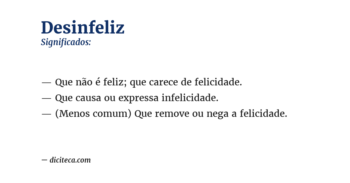 Significado de desinfeliz