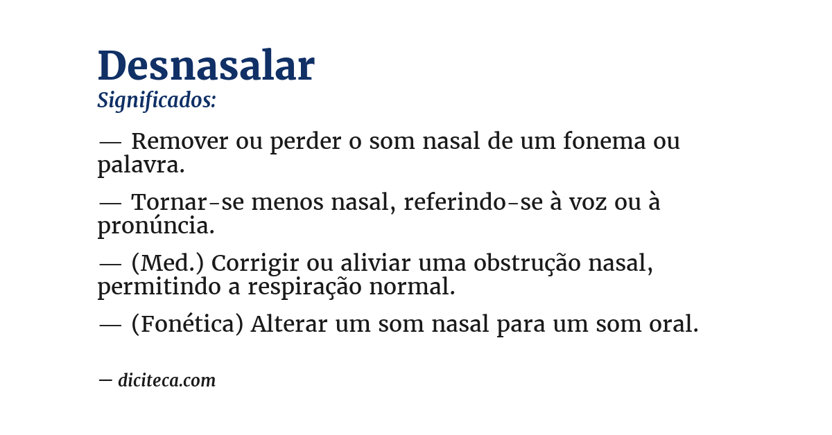 Significado de desnasalar