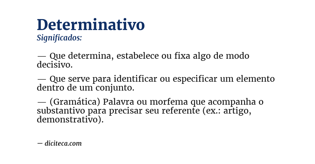Significado de determinativo