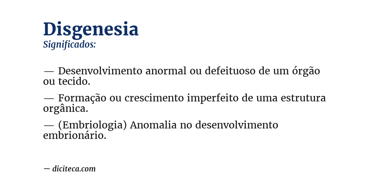 Significado de disgenesia