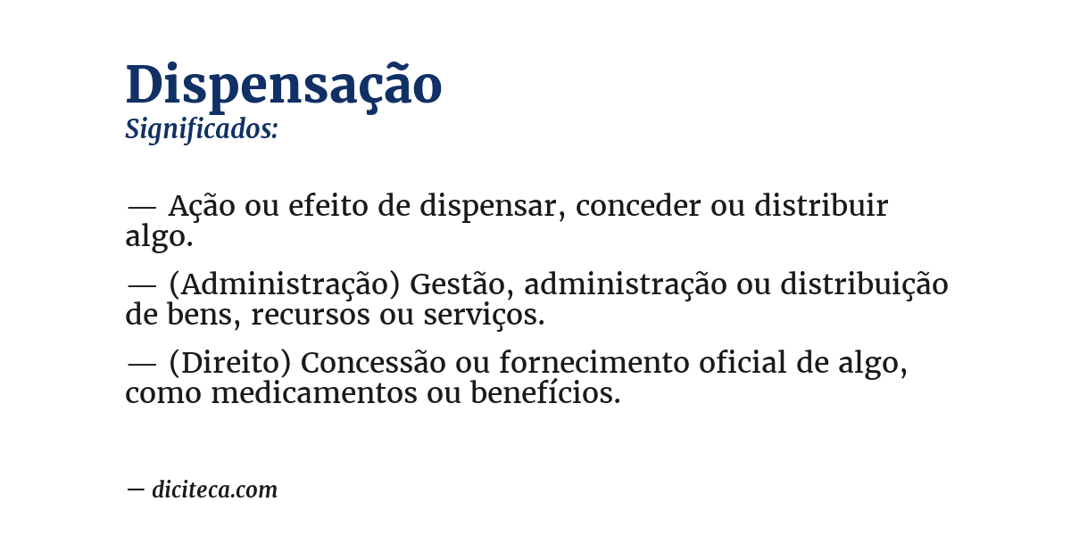Significado de dispensação