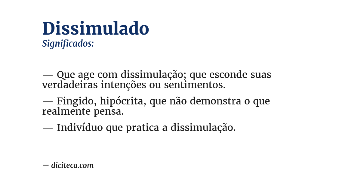 Significado de dissimulado