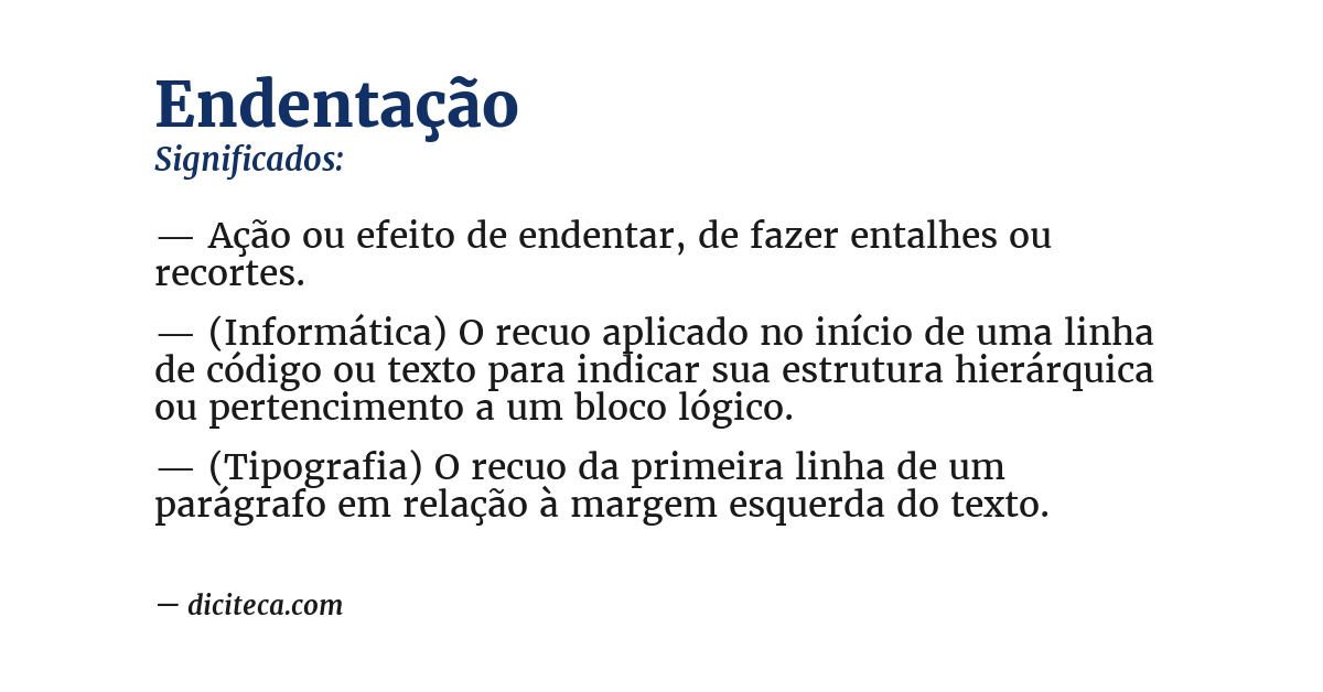 Significado de endentação