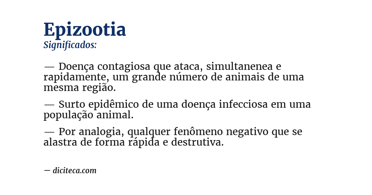 Significado de epizootia