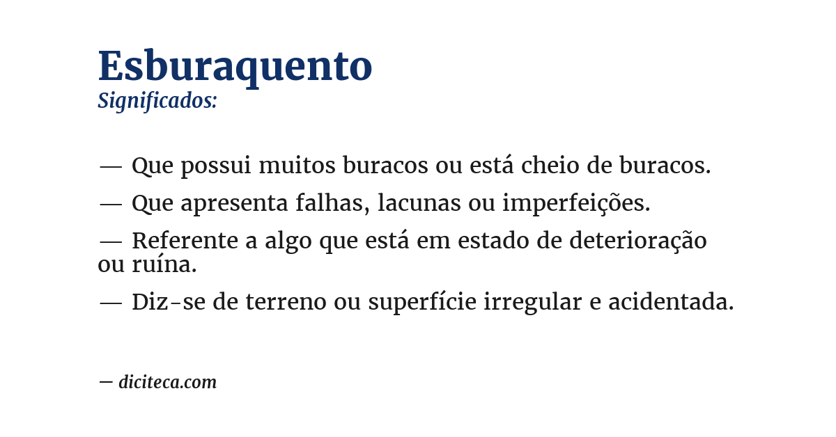 Significado de esburaquento