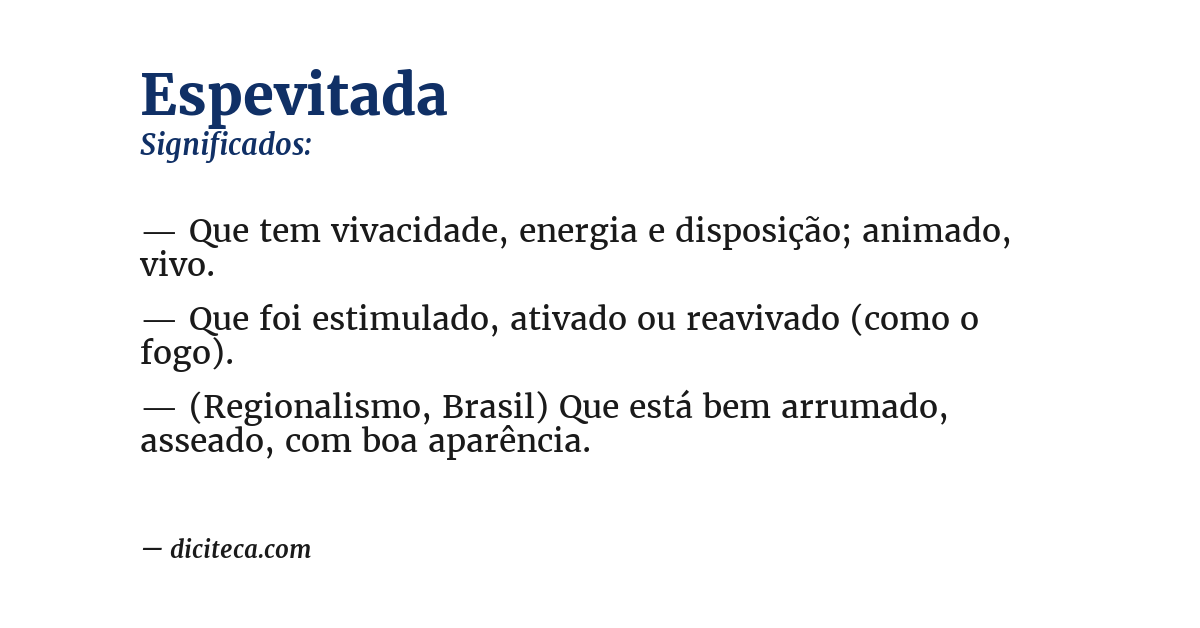 Significado de espevitada