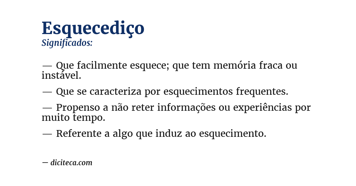 Significado de esquecediço