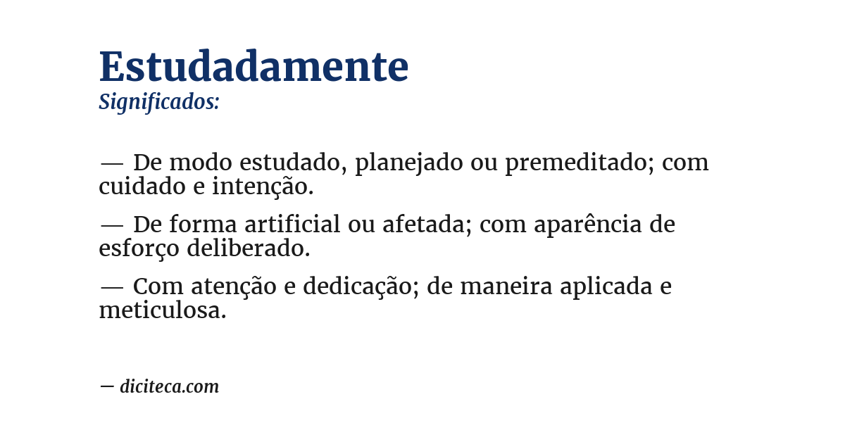 Significado de estudadamente