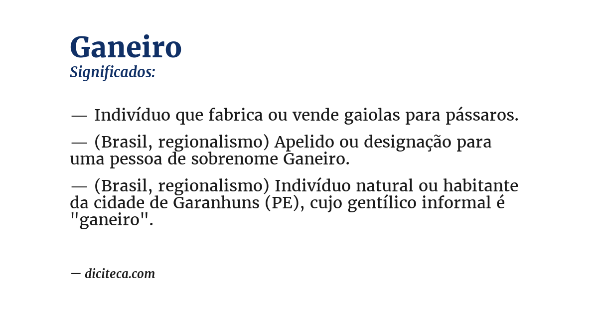 Significado de ganeiro