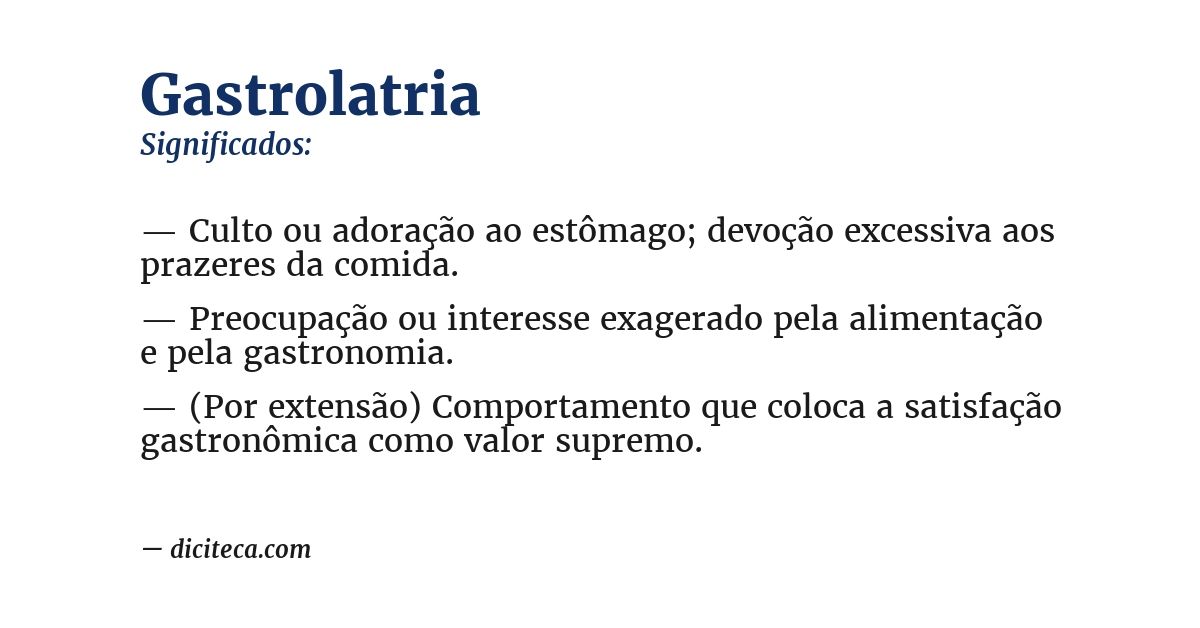 Significado de gastrolatria