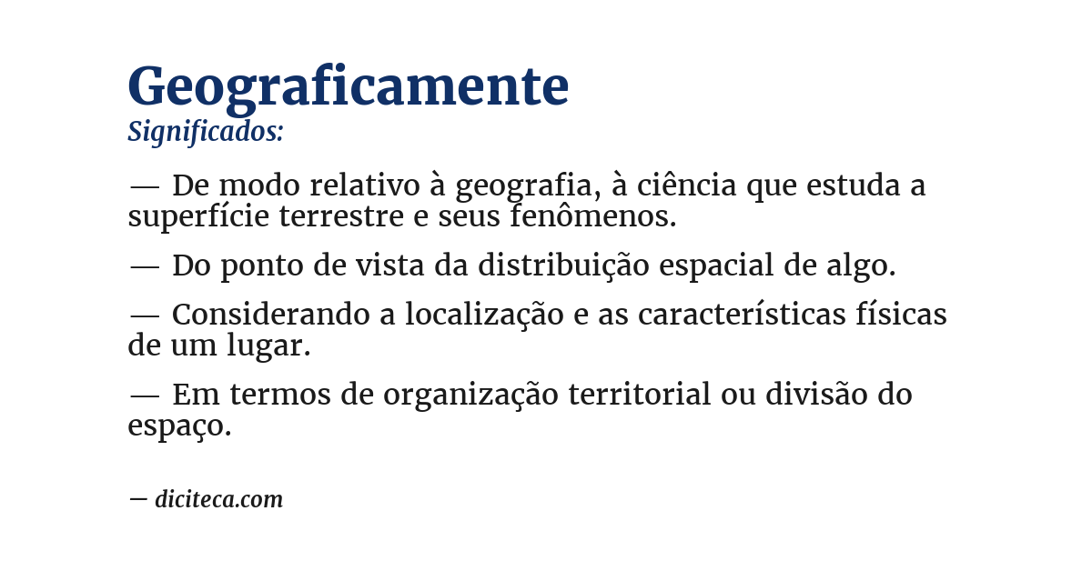 Significado de geograficamente