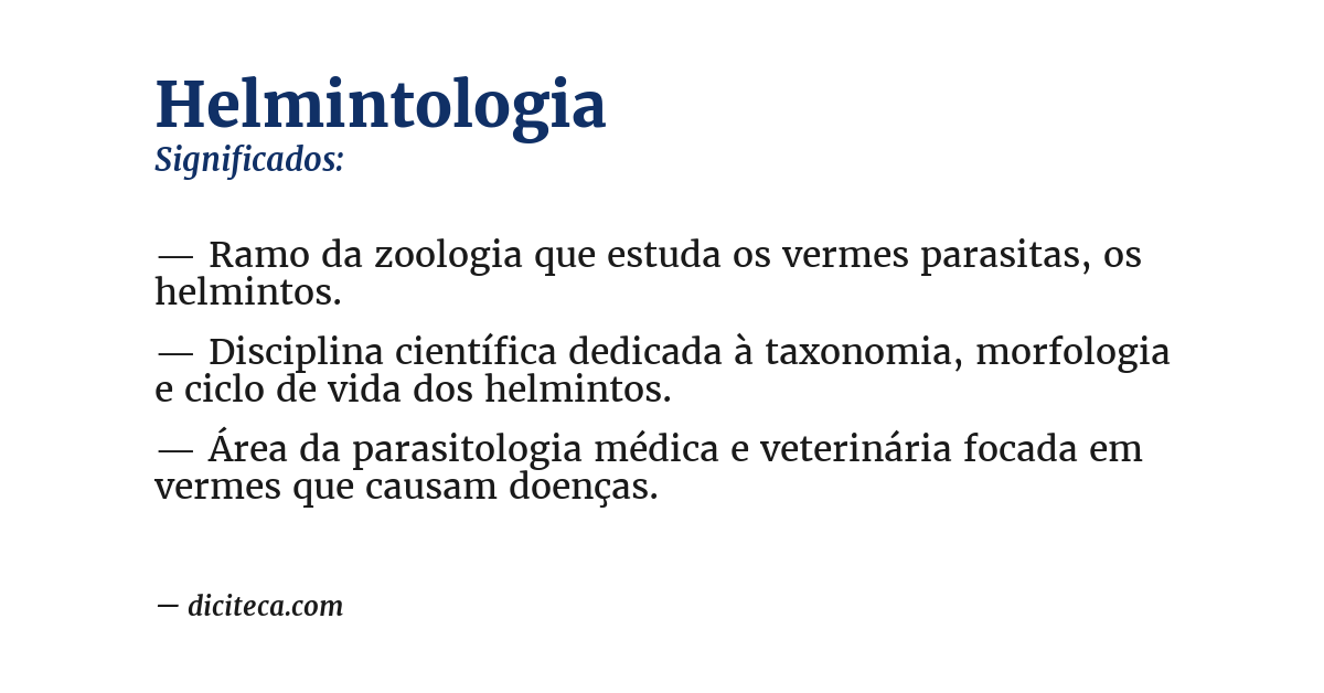 Significado de helmintologia