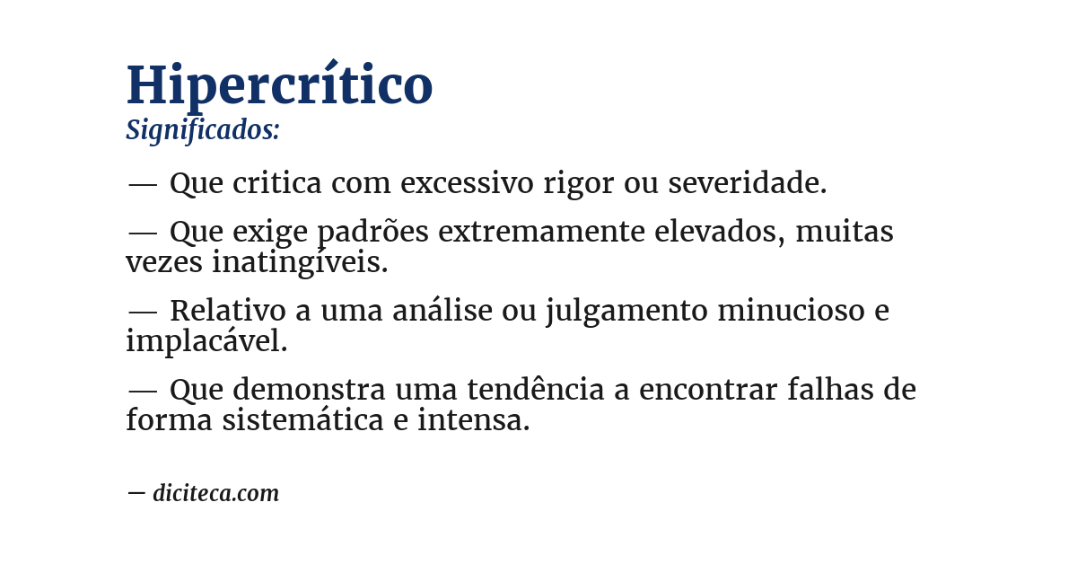 Significado de hipercrítico