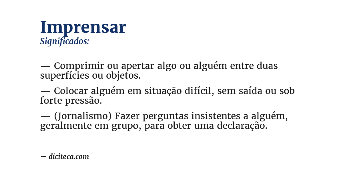 Significado de imprensar