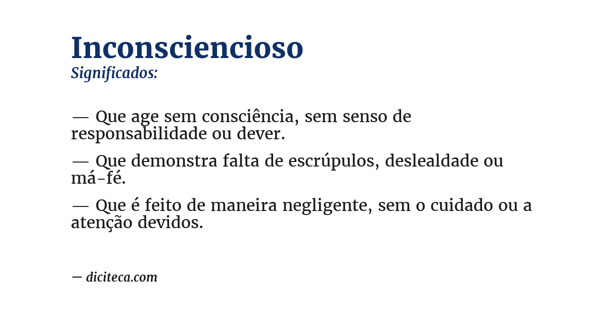 Significado de inconsciencioso