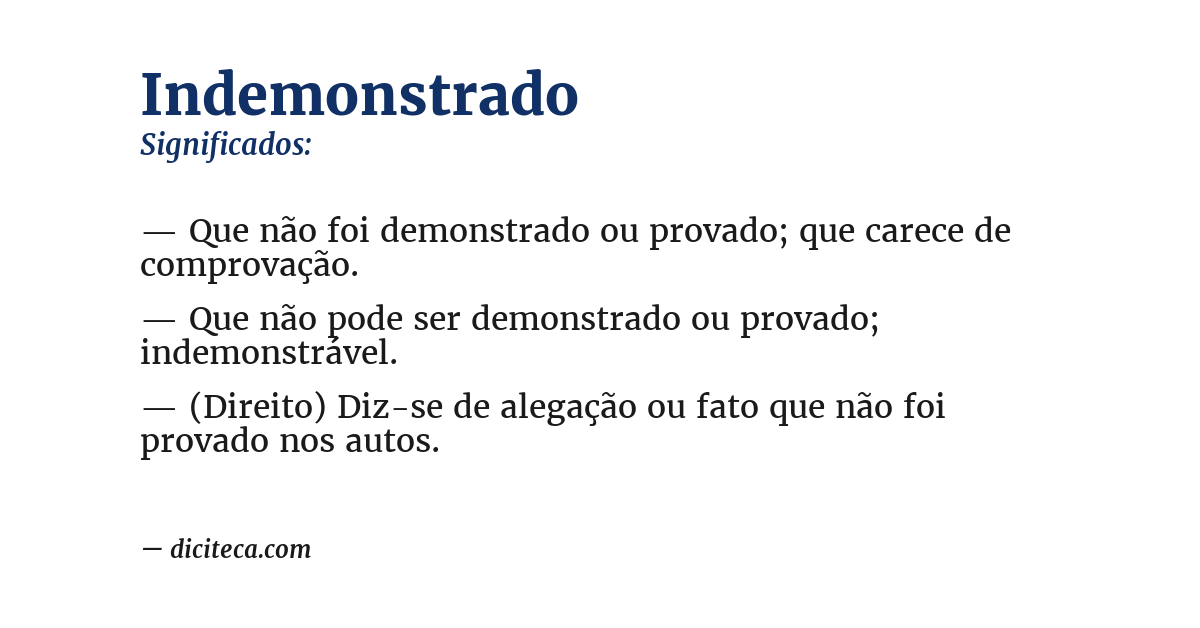 Significado de indemonstrado