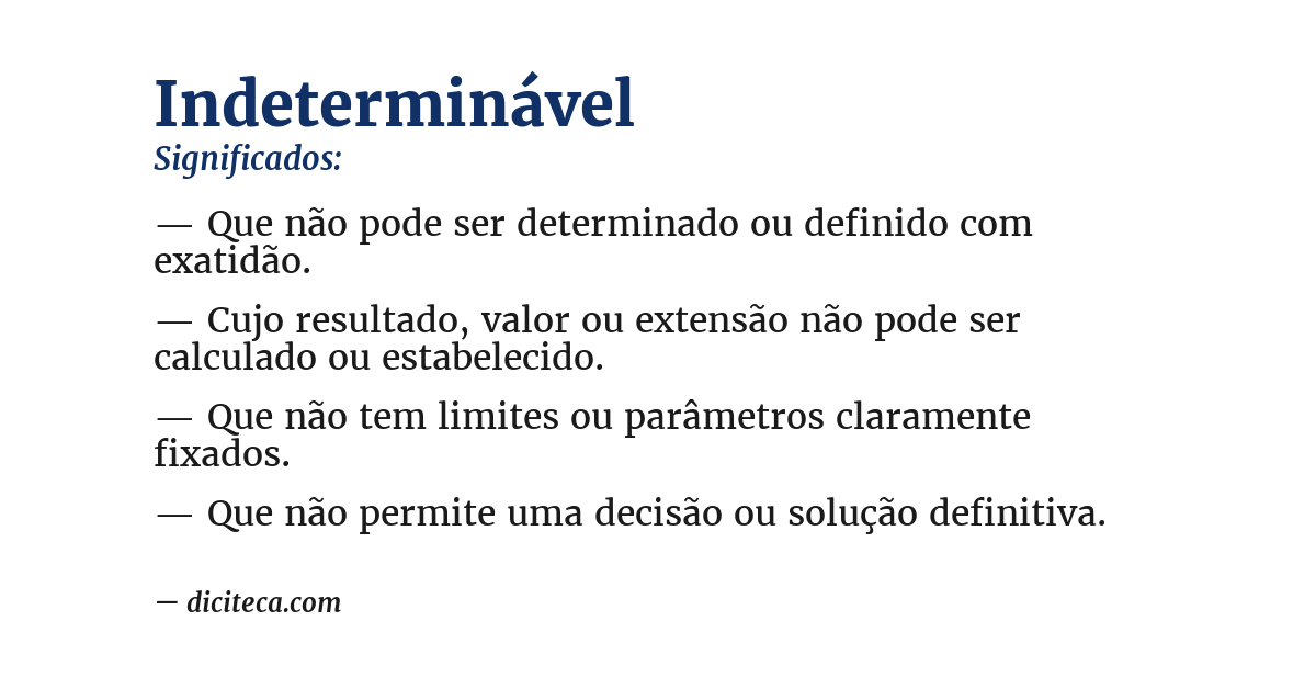 Significado de indeterminável