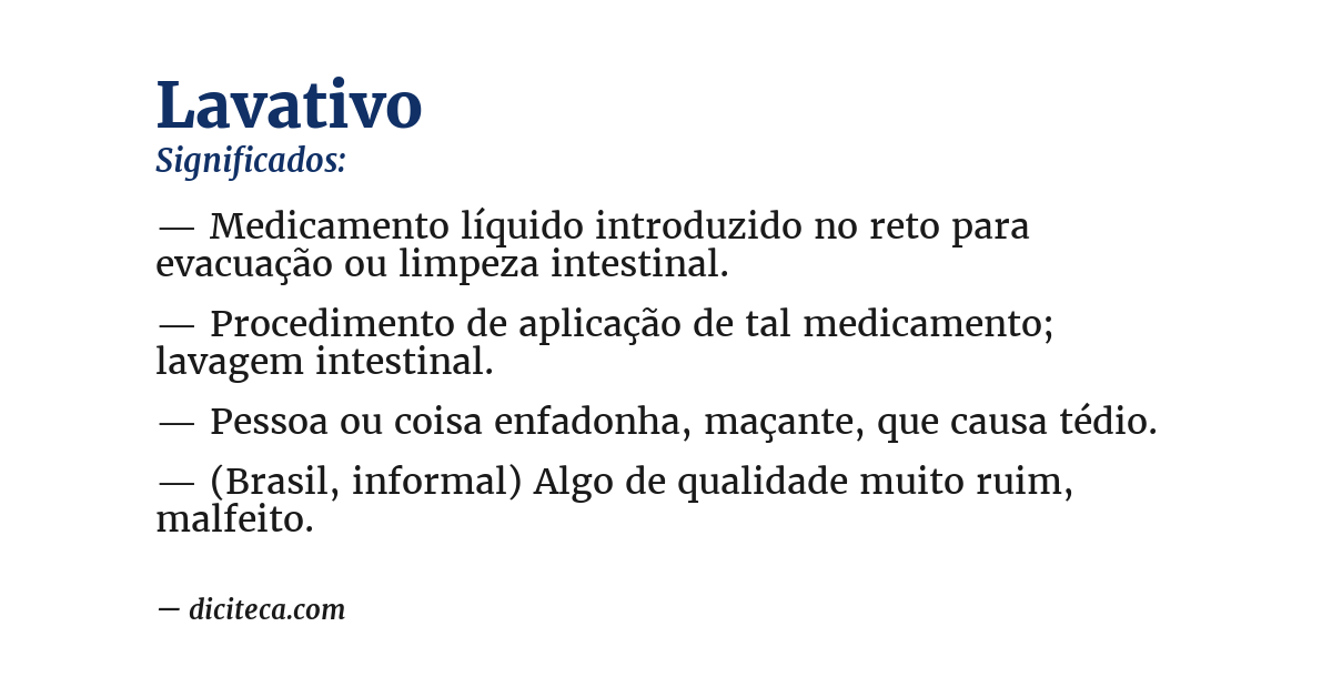 Significado de lavativo